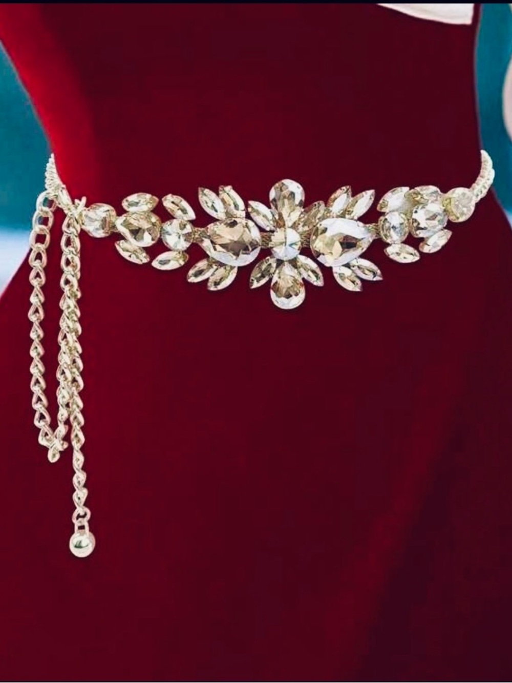 Gold Crystal Rhinestone Statement Chain Belt NEW 🏷️ - Picture 3 of 4